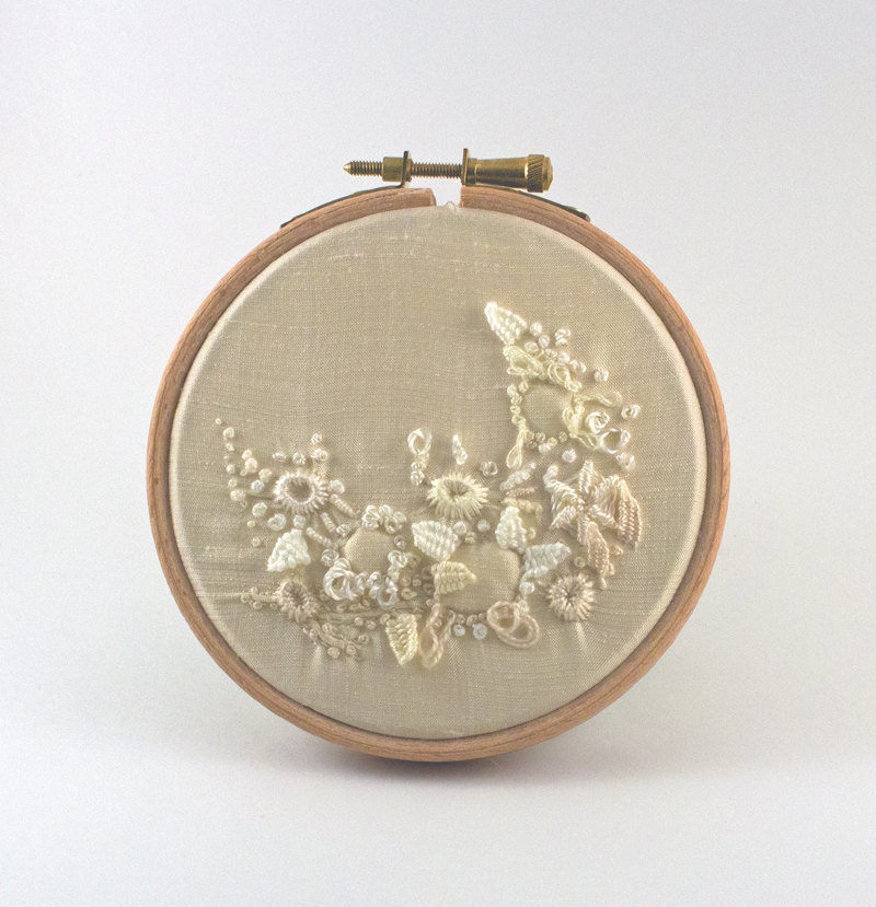 Encrusted Silk Hand Embroidery Hoop Art, Home Decor
