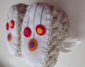 Crochet baby girl booties with beautiful ribbon and felt flowers for 6-9 month