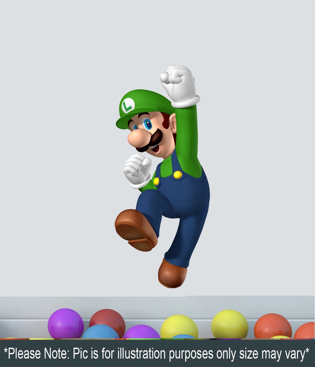 Large Nintendo Super Mario Luigi Wall Sticker Art Vinyl Mural Full Colour 700mm x 300mm Custom Sizes Available