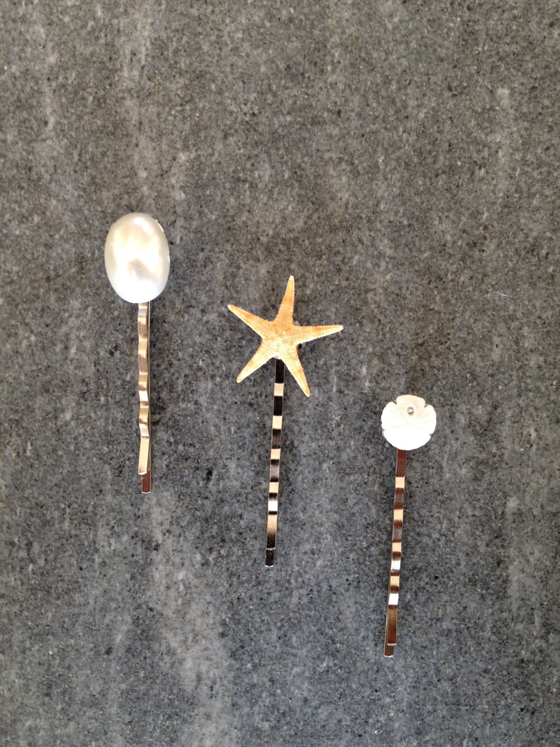 Beach Bride Bridal Wedding Barrette Bobby Hair Pin comb head piece You choose styles Set Of Three Starfish Sand Dollar Pearl