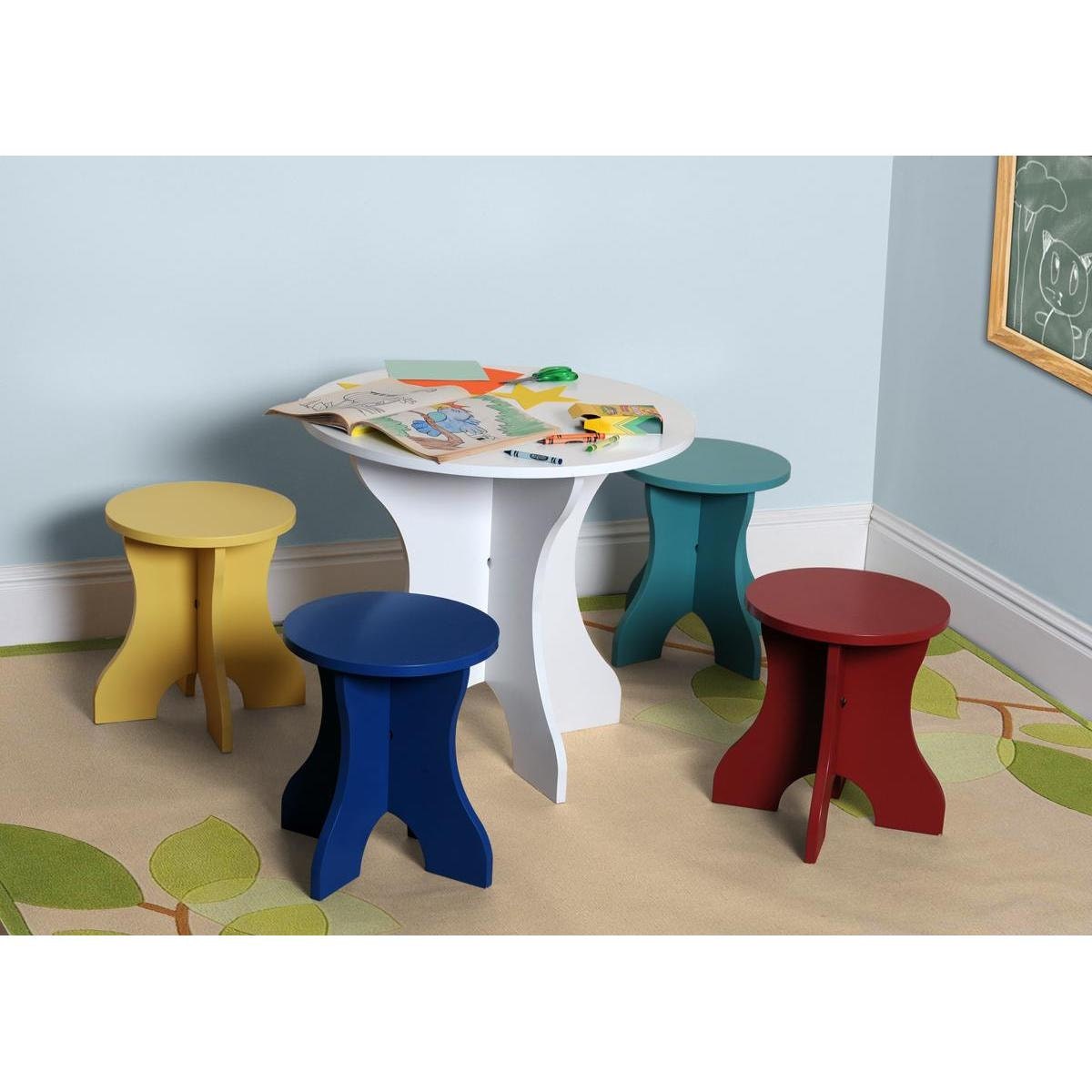 Kids Table & Four Chair Set for Children - Boys and Girls Child Safe Paint - Toddler Wood Furniture in Red Yellow Green Blue White (8564)