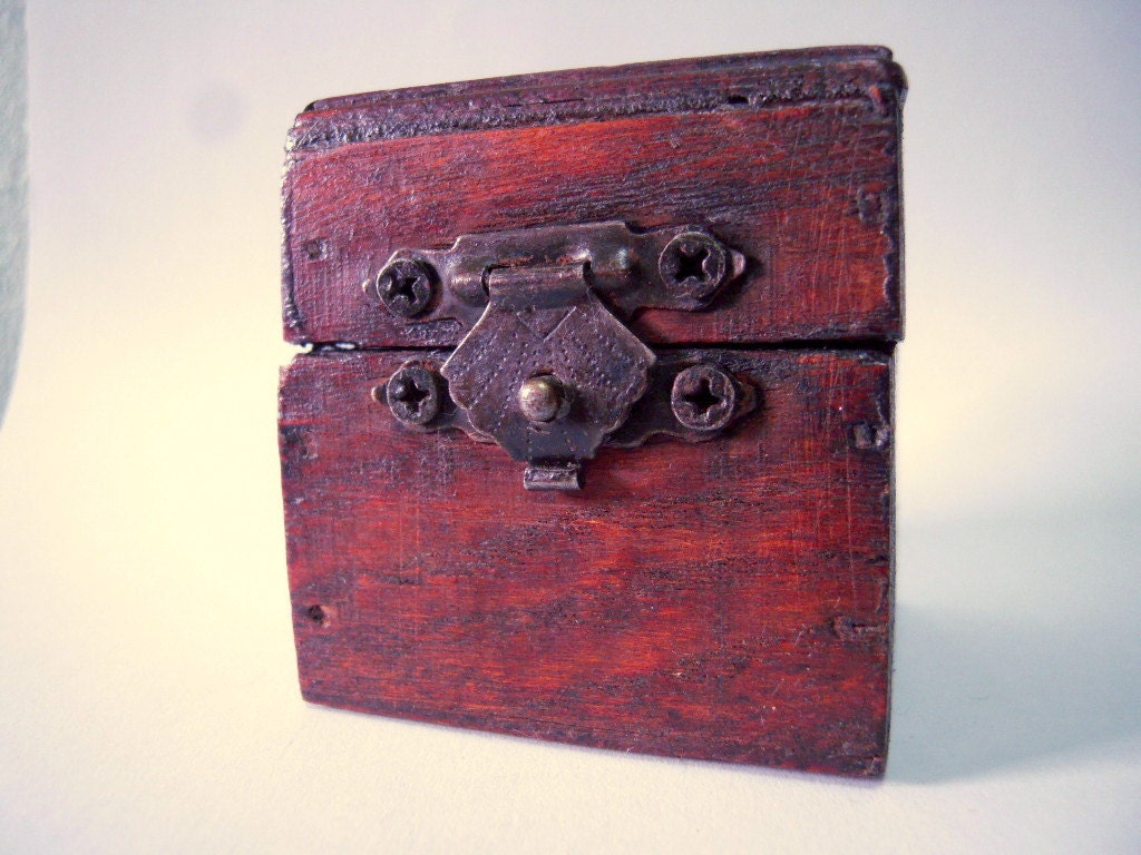 Mini Rustic Vintage Handmade Wooden Box, Metal Iron Flower, Wooden Ring Box, Jewelry Hand Made Box, Wooden Ring Box - WalkingCaneSticks