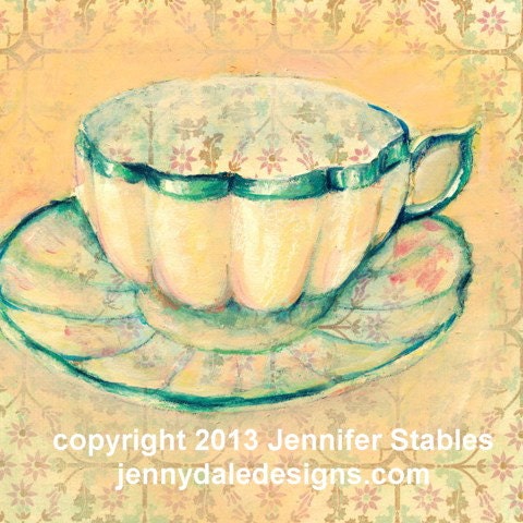 Butter Cream Tea Cup- 8x8 limited edition giclee canvas print