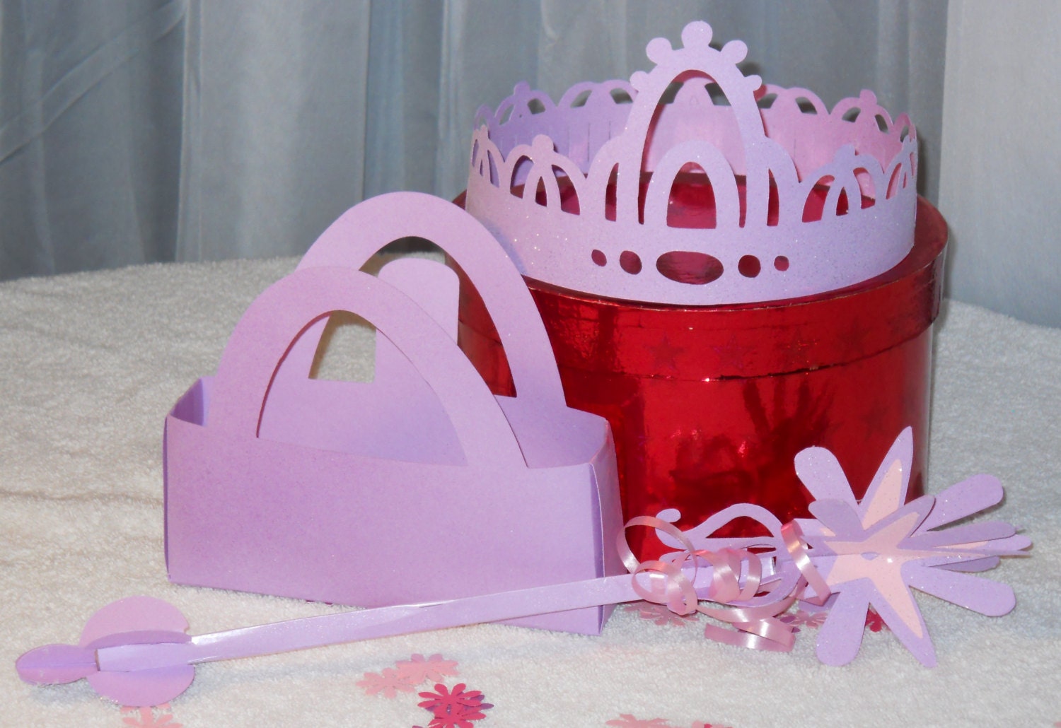 3 Piece Princess Party Crown/Tiara, Purse and Wand Activity Package in Purple