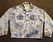 RAre Vintage 1960s Mens Levi Strauss Levis Acid Wash Denim Jean Trucker Grundge JAcket Sz:XL