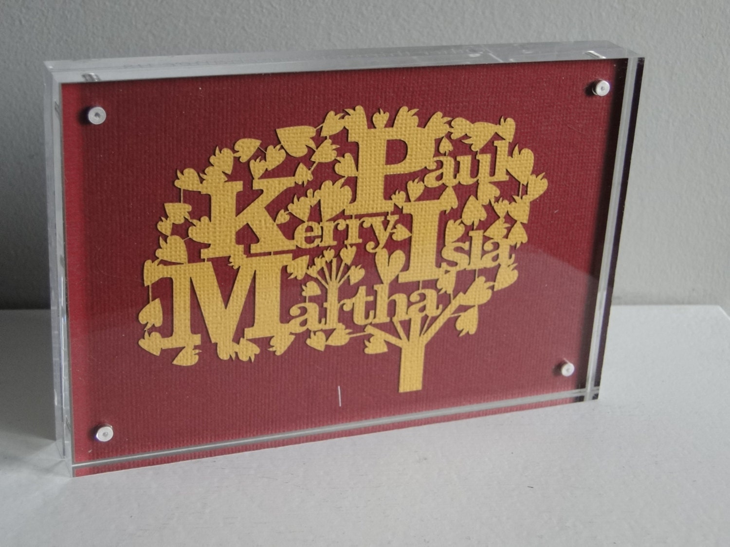 Framed lasercut paperart acrylic deskart - 6x4 aperture - 50 plus colours of paper to choose from