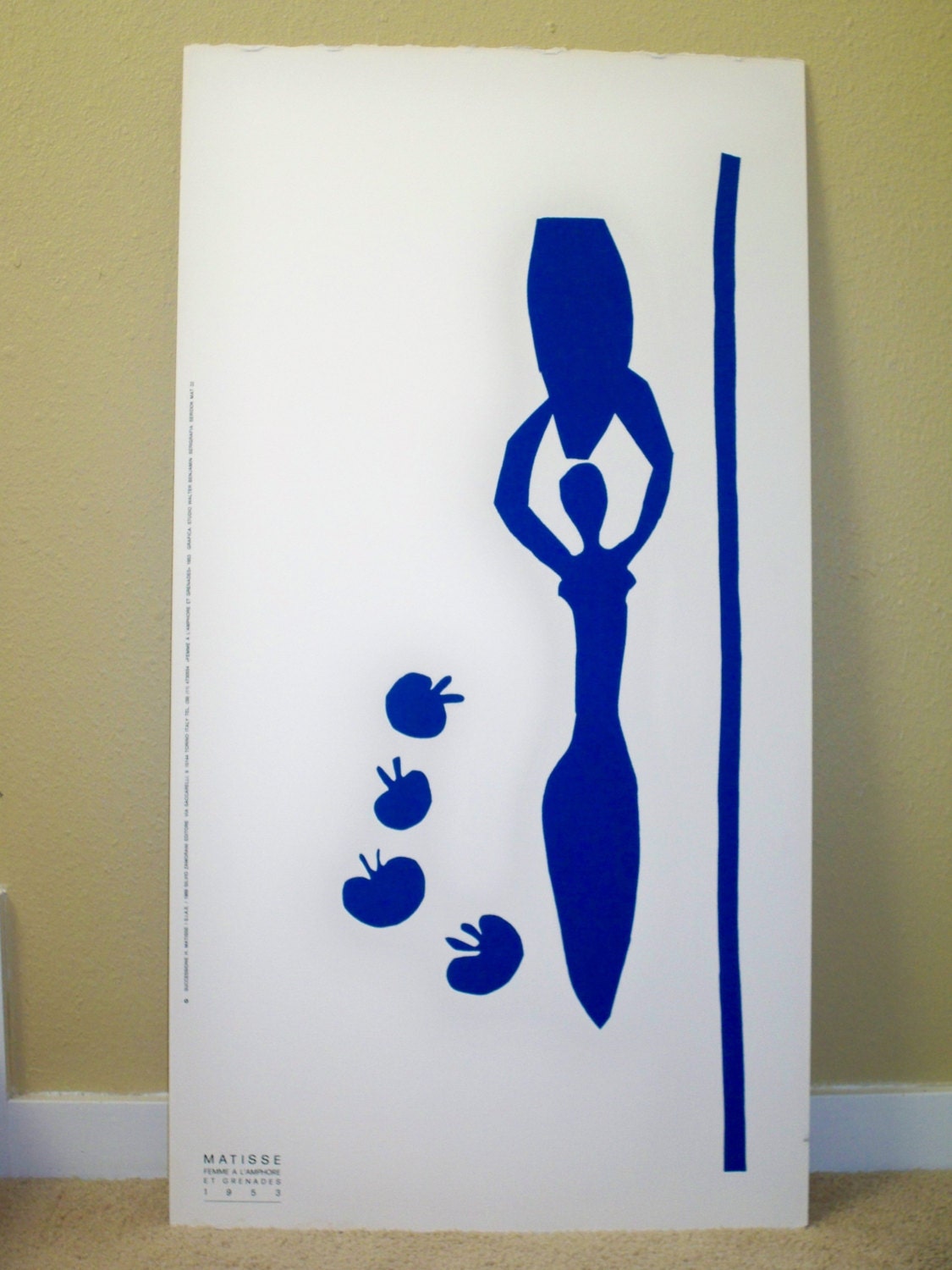 Vintage old Henri Matisse abstract impressionist 1989 serigraph print Nu Bleu VI