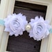 White Headband, Baby Headband, Flower Headband, Shabby Chic Headband, Chiffon Headband, Toddler Headband, Aqua Turquoise Chevron, Photo Prop