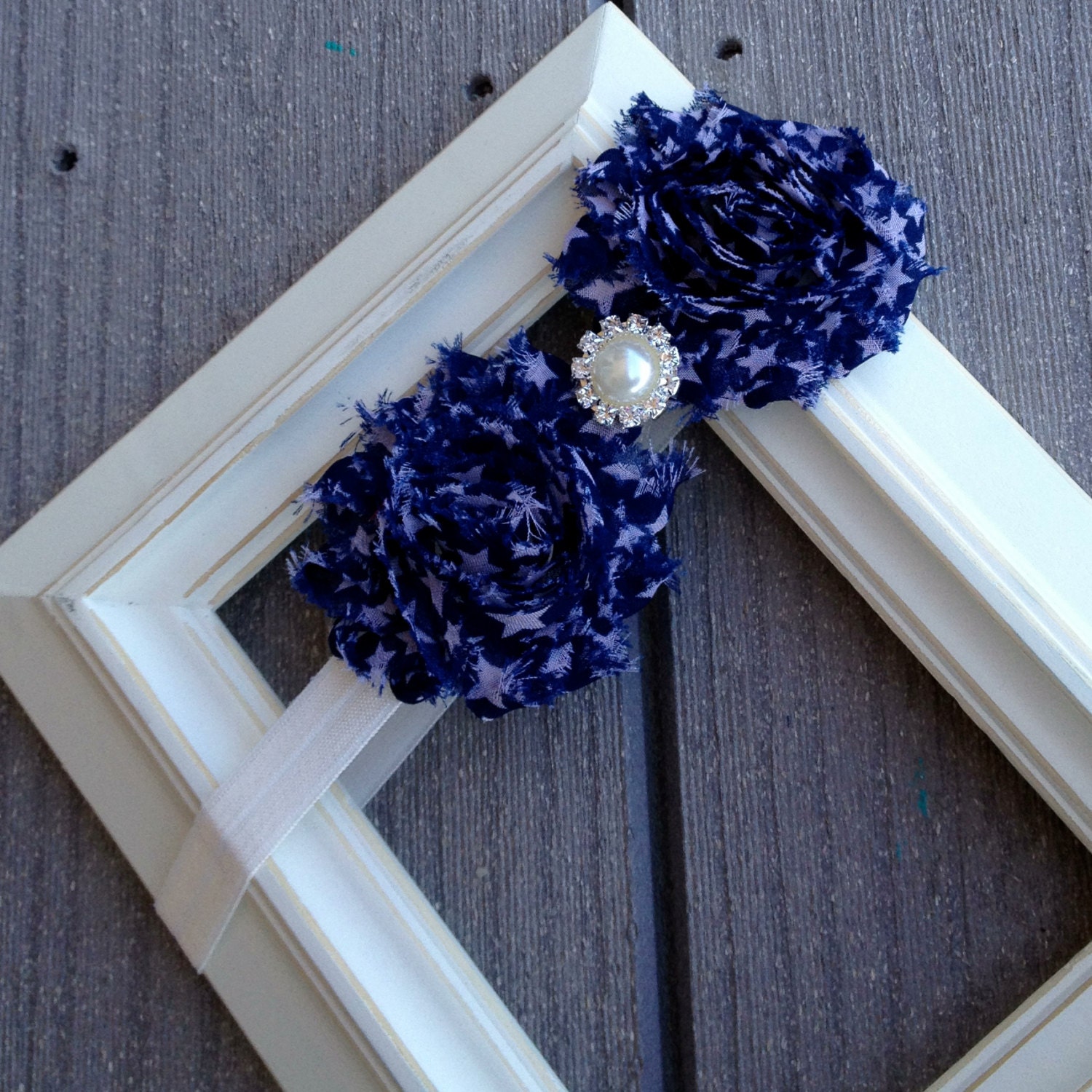 Fourth of July Headband, Vintage Stars Headband, Shabby Headband, Pearl Rhinestone, Toddler Headband, Baby Headband, Patriotic Photo Prop