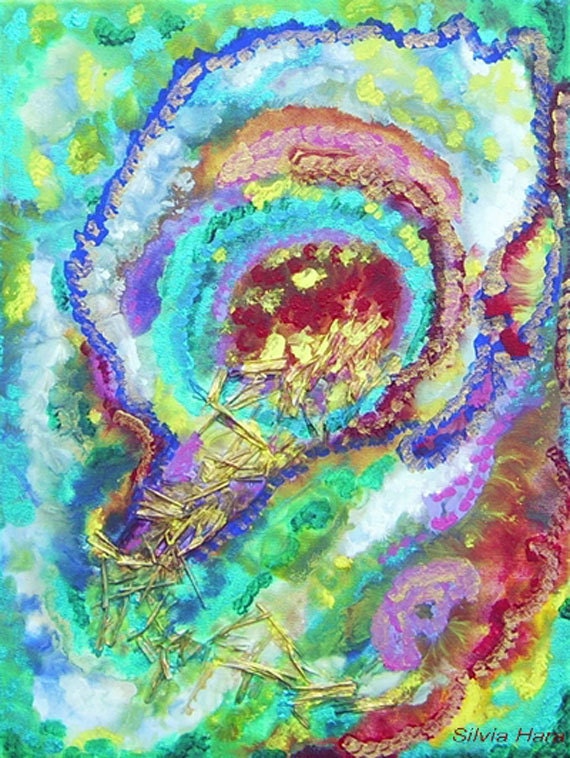 Abstract Acrylic Contemporary Painting by Silvia Hara. Size: 15.7 x 11.8 ''