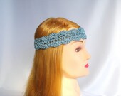 Crocheted headband hair band Lace head band tiffany blue cotton hairband Boho hippie Womens Girls accessory Spring Summer Gift