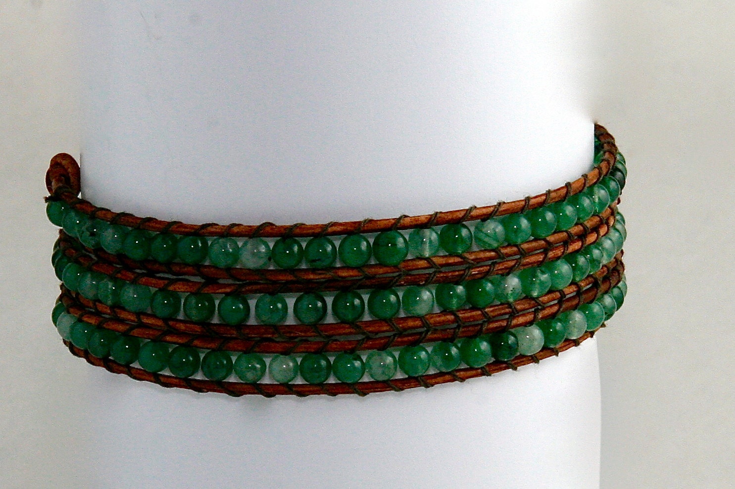 Natural Green Aventurine Triple Wrap Bracelet