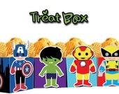 INSTANT DOWNLOAD Avengers Superhero Kids Popcorn or Chips Treat Box - Printable Party Favors - 4 Designs
