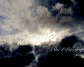 Storm Cloud Photography - sunset wall art - white blue spring autumn art prints cloud decor fine art - 8x10 Photograph