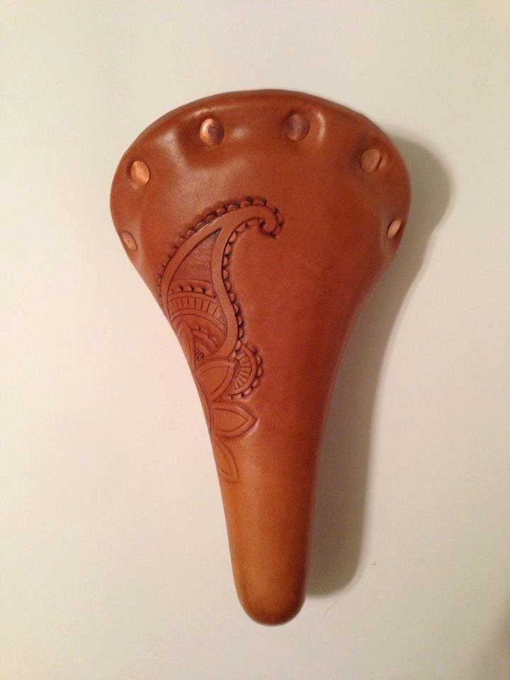 Paisley leather bicycle seat