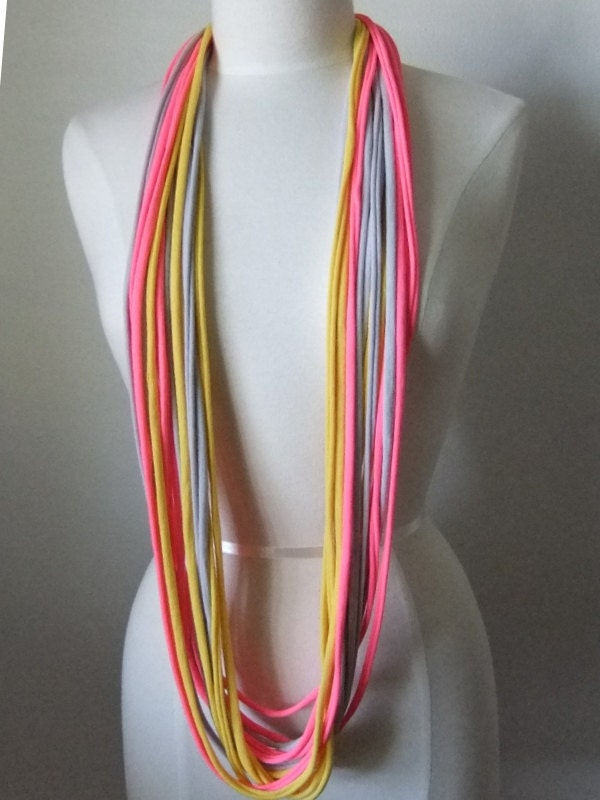 Multicolor,Upcycle Infinity Scarf, T-shirt Long  Necklace, Womens Teens Necklace,Spring Scarf