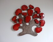 Wood Slice 3D Red Tree Wall Hanging Home Decor