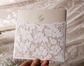 Lace Floral Wedding Invitation in White (Set of 50)