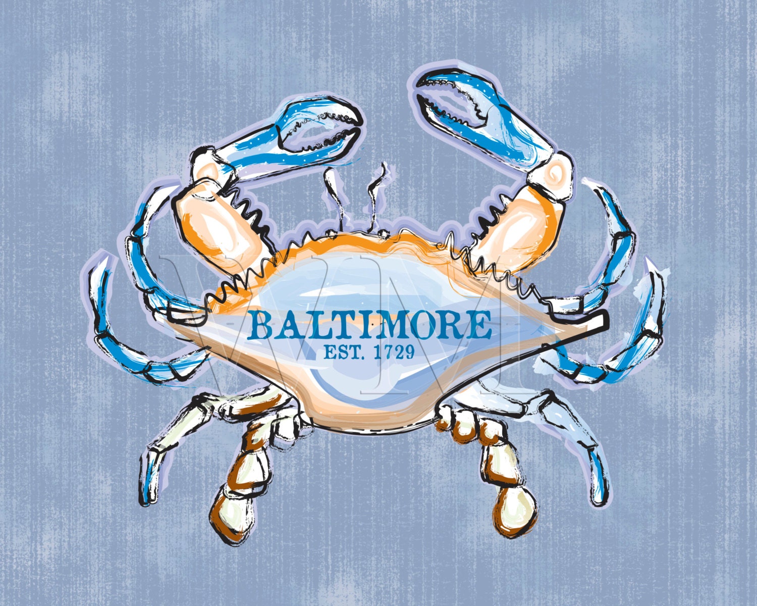 5" x 7" Baltimore Crab Word Art