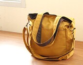 Sale  20% // Mustard yellow and brown // Messenger // Shoulder bag // Hand bag// Canvas bag // hip bag // tote // Diaper bag - Lasagna