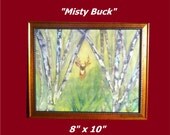 Acrylic Painting Original Miniature Abstract Modern Contemporary Landscape  .. 8 x 10.. "Misty Buck"
