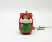 Petit Cute Dwarf Hamster Charm Fimo Polymer Clay Cell Phone Strap Kawaii Mouse Chibi Animal Pet One of a Kind One-off