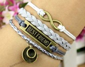 Best friend bracelet - infinity charm bracelet - coffee cup bronze bracelets - blessing - friendship - girlfriend and BFF