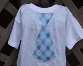 Boys Easter Plaid Blue & Brown Tie T-shirt