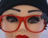 Red Nerd Glasses with Bow - Red Frame
