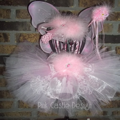 Princess Pink Tutu w/Matching Headband 4 Pc. Set, Wings and a Wand - Dress Up, Fun, Dance, Birthday-Baby-Infant-Toddler
