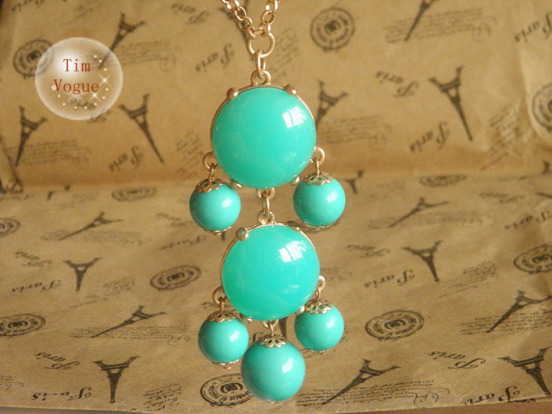 Turquoise Bubble Necklace Bib Statement Necklace --Chunky Necklace-Huge- Large- Big-- Jewelry