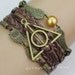 harry potter bracelet, Infinity bracelet, owl wing bracelet, gold bead bracelet, gift for girl friend,boy friend.-z189