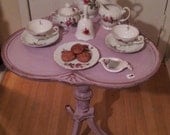 Antique Mauve Clover Leaf Occasional Table /furniture/cottage/upcycle/distressed/eco/country/farm/vintage/wood/primitive