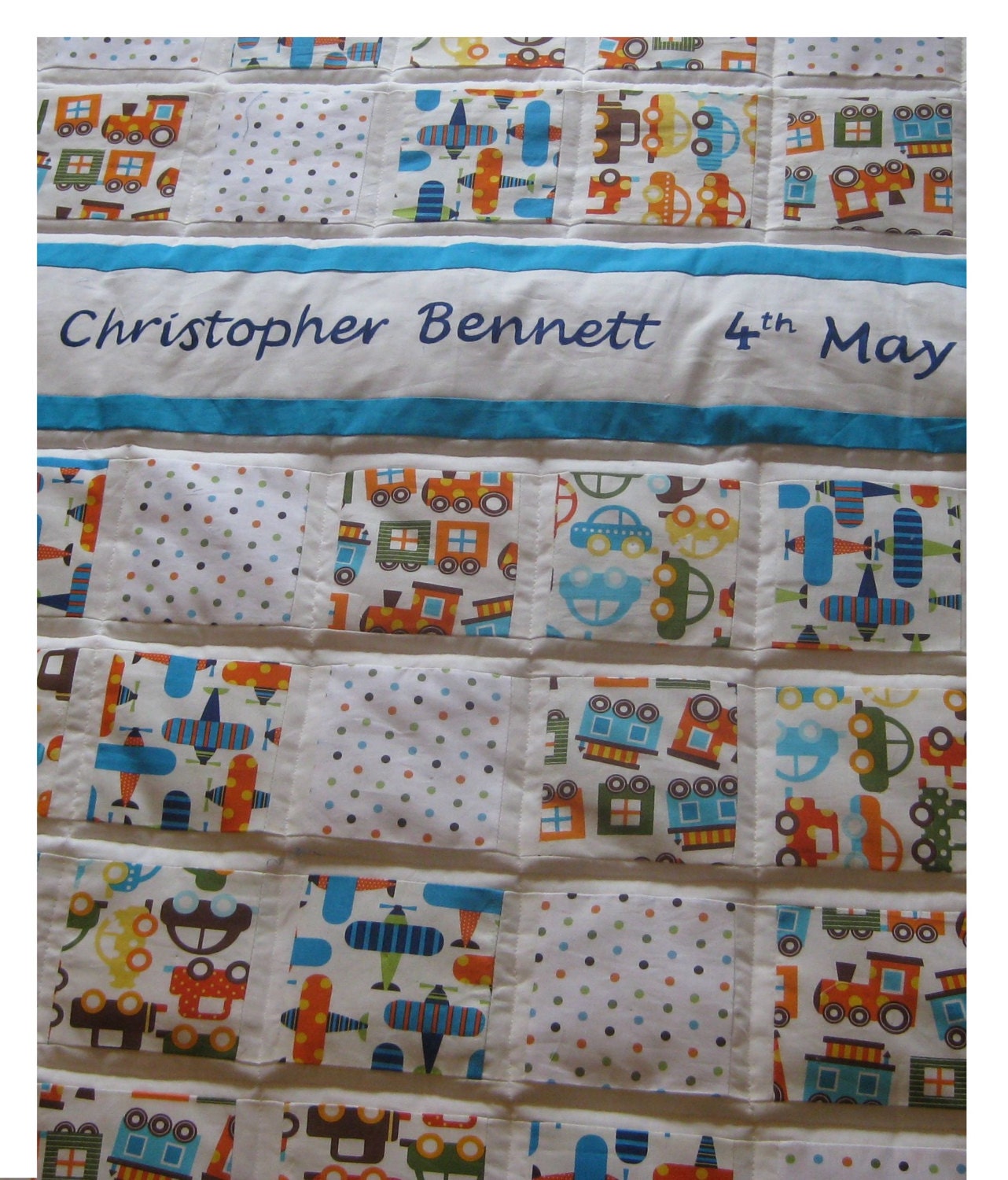 Child's name quilt & playmat - personalised quilt for a boy, girl or new baby