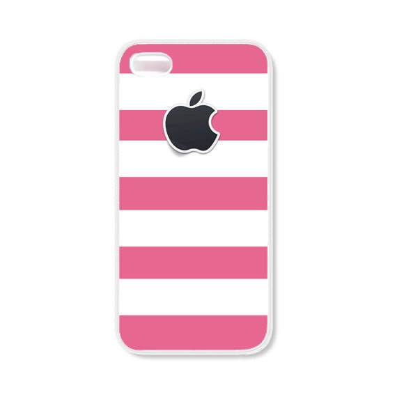 Apple On Light Pink and White Stripes iPhone 5 Case, iPhone 4 Case, iPhone 4s Case