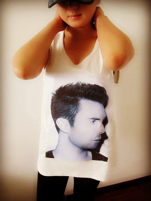 Maroon 5 Adam Levine Pattern Shirt Crop Top Tank Tops T-Shirt , Women Sexy Hipster Shirt , Custom Photo T-Shirt