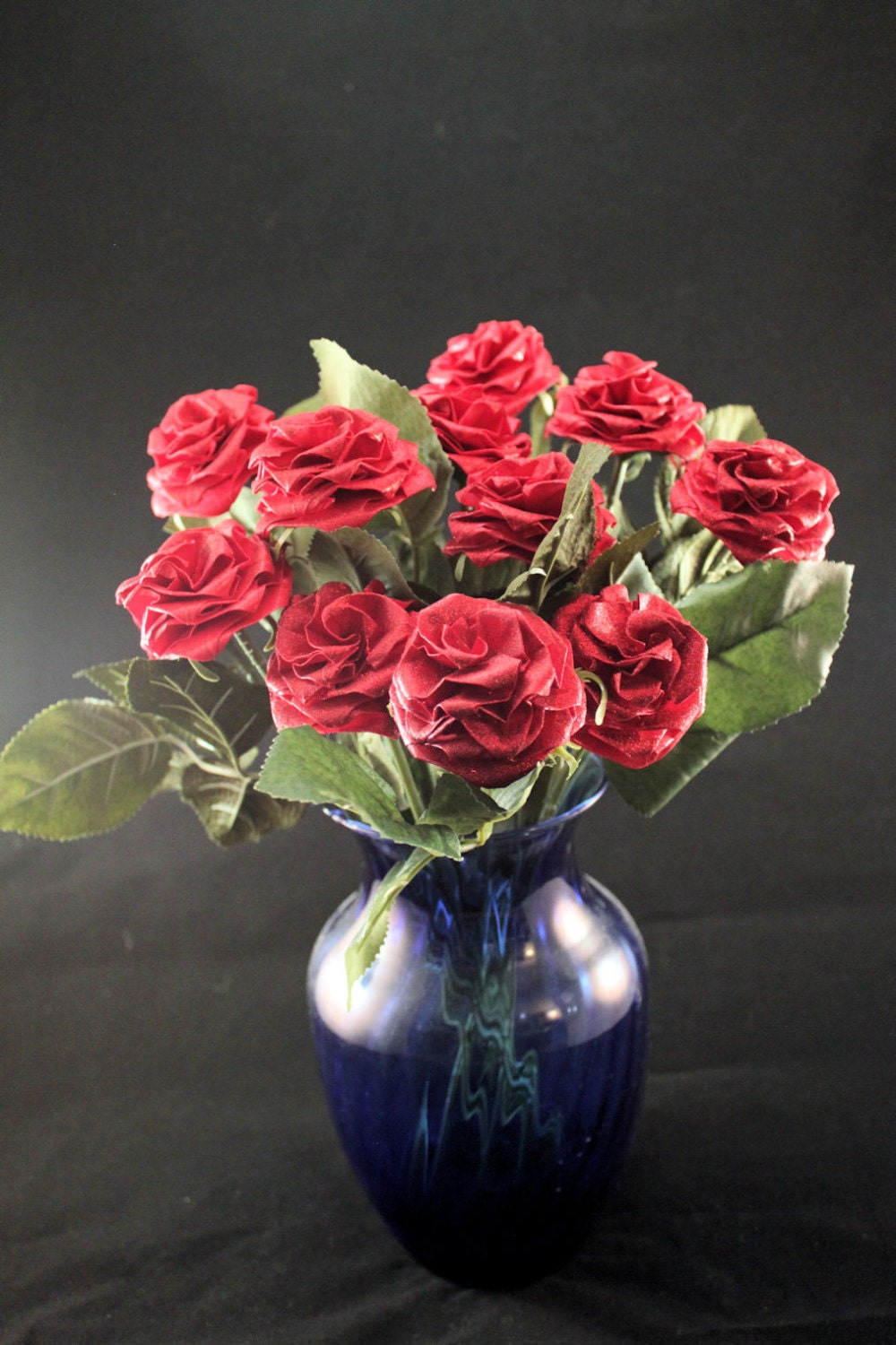 One Dozen Unique Origami Paper Roses/ Hand folded and shaped/ Great Bouquet Gift