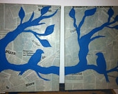 Branching Out w/ Bird--Newspaper 40cm x 40 cm--Made to Order
