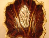 Hull Brown Leaf Drip Glaze Oven Proof, Candy, Condiment Dish U.S.A.