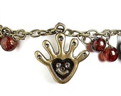 Handmade Bracelet - Face-Hand - Acrylic on Antiqued Brass-finished Steel Links 7.5 Inches plus 2-inch Extender Chain