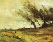 Windswept Landscape art by  Camille Corot POSTER large 18 x 22 reproduction 1865 Print