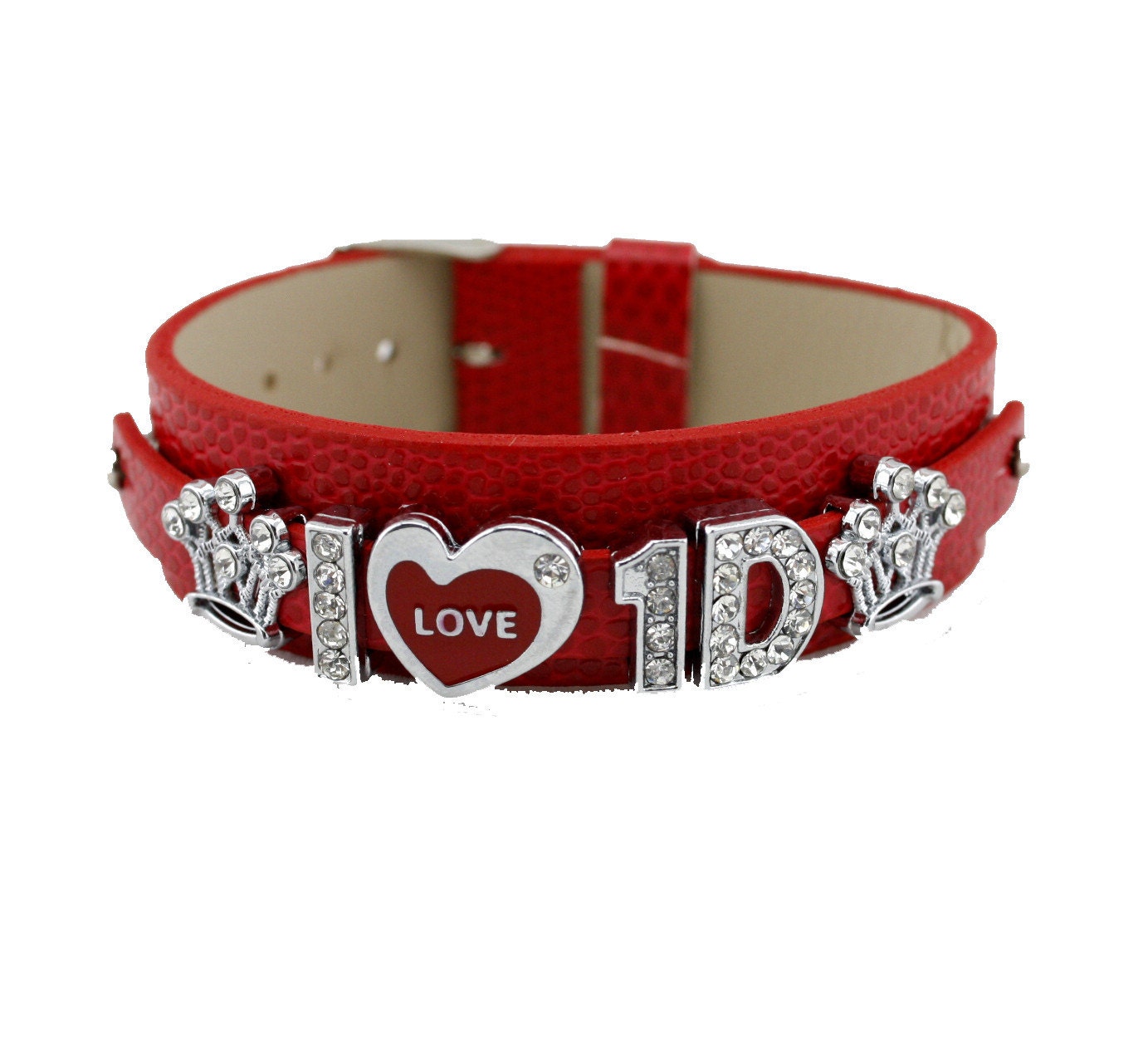 DIY 1D I love  1D  Red Chain Heart Crystals Letter Beautiful Bracelet Liam
