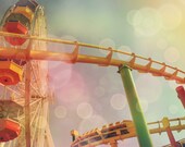 Ferris Wheel Roller Coaster Photography 8 x 10 Home Decor Art Carnival Nursery Print Fair Pastel Wall Art