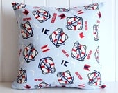 Nautical Anchor Sail Rope Decorative Pillow Cover - Navy Blue Red White - Home - 16" x16" - living room -  Spring Summer Home Decor