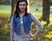 super cute denim and velvet vest
