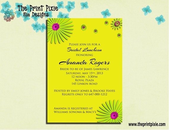 Bridal Wedding Shower Invitations, DIY, PRINTABLE, customizable modern & chic, Lemon Lime Design, event stationery by The Print Pixie.