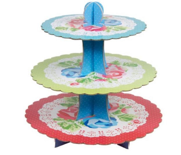 Vintage 3 Tier Cake Stand  Floral Cupcake Tea  Party Wedding Shabby Chic Muffin 50s Flowers Girls Afternoon Tea english Reusable