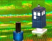 Indie Nail Polish Handmade Blue Glitter Inspired by Dr Who
