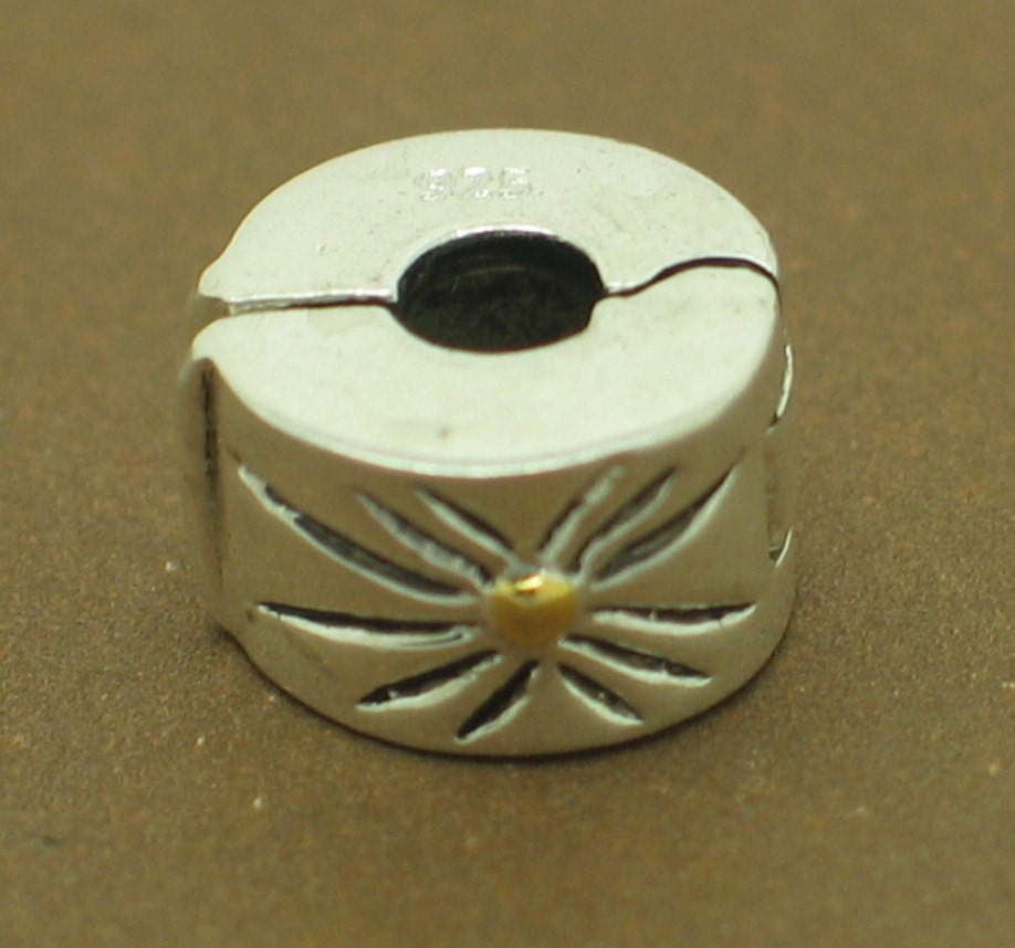 P092 Authentic  925 Sterling Silver European Charm Bead fit / for  Pandora Bracelet w/ Thread