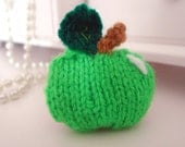 Green Apple Brooch Knitted Handmade Pin Jewelry